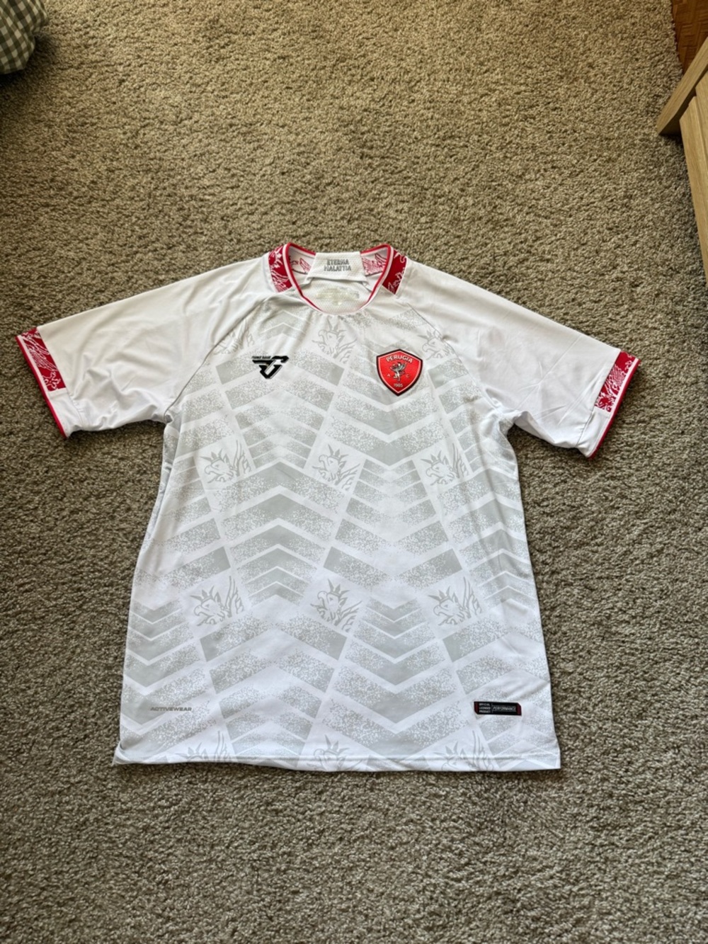 Galex Perugia soccer jersey white red serie C Futbol men’s size large